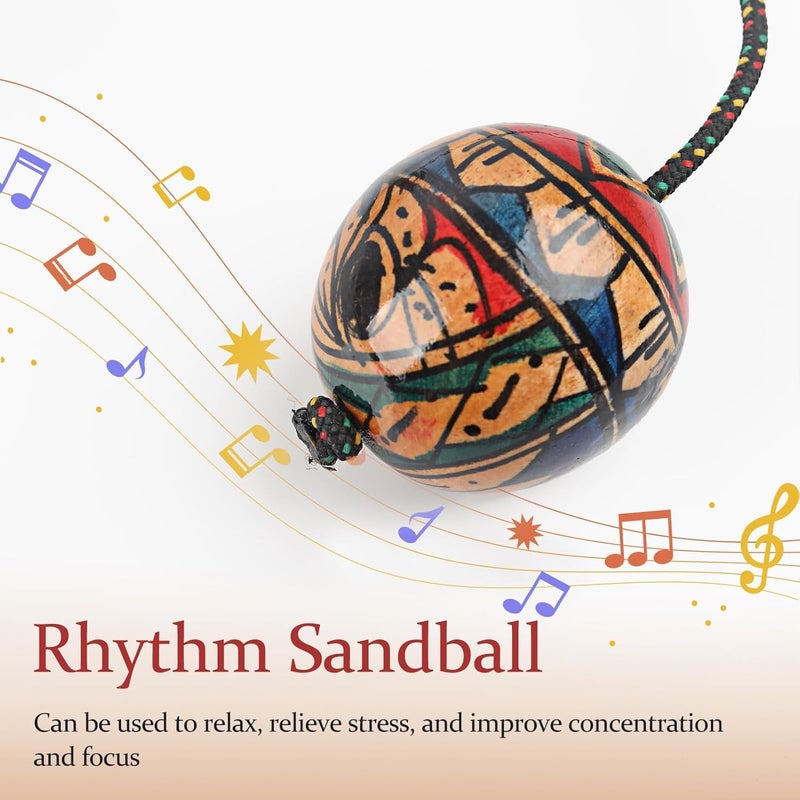 GOGHOST 2-Pack Wooden Hand-Painted Kashaka Shaker, Asalato Instrument Rhythmic Ball, Adjustable Length African Shakers, Traditional Aslatuas Double Balls Hand Percussion for Performances - Image 5